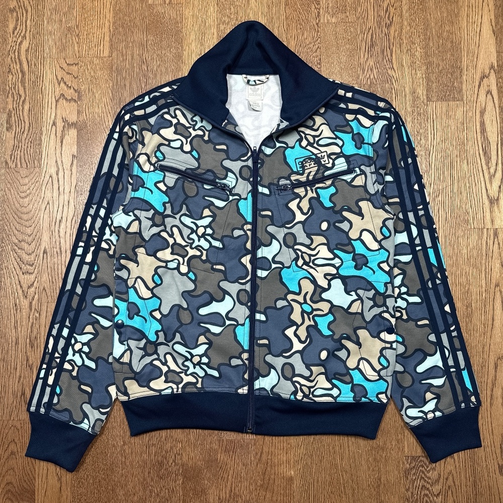 Vintage Y2K Adidas Safety Originals Blue Camo Track Jacket Mens Small